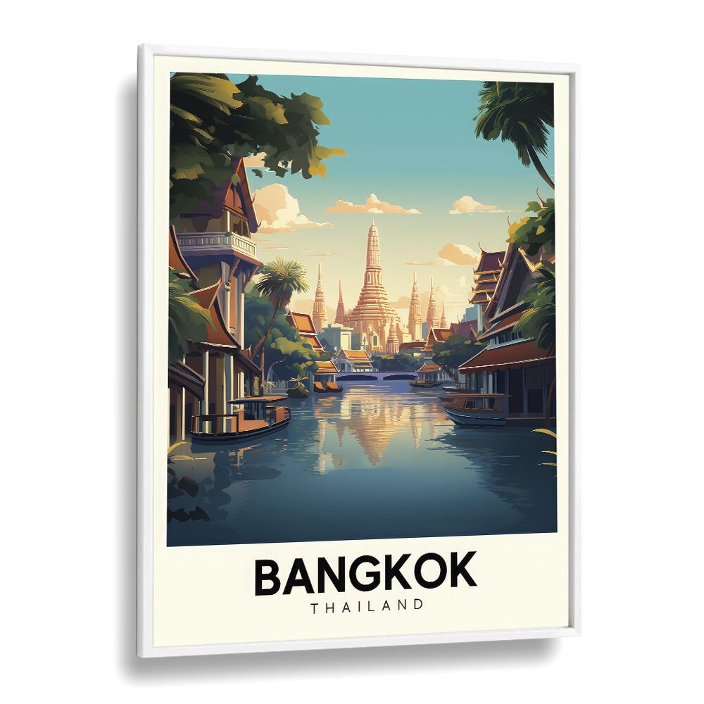 bangkok-thailand travel posters in White Plain Frame