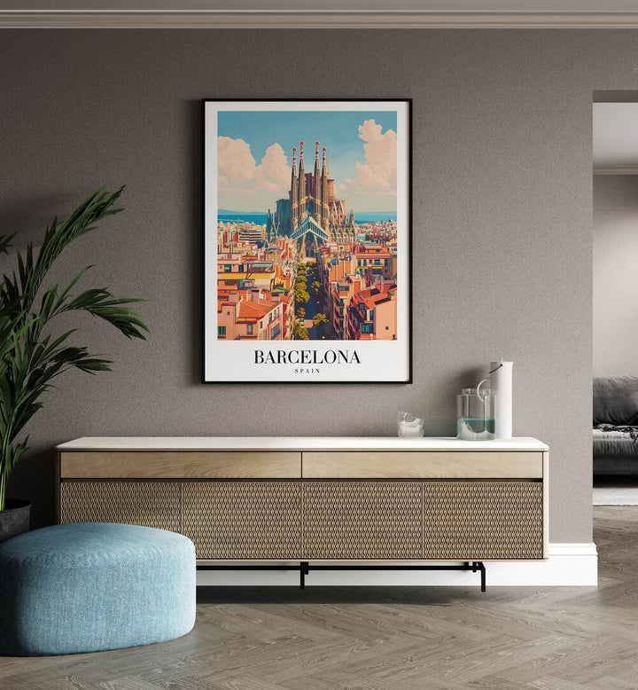 barcelona-spain travel posters Artwork II placed on a Wall 