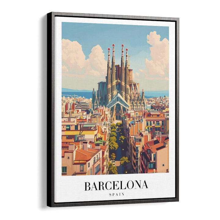 barcelona-spain travel posters in Black Floater Frame