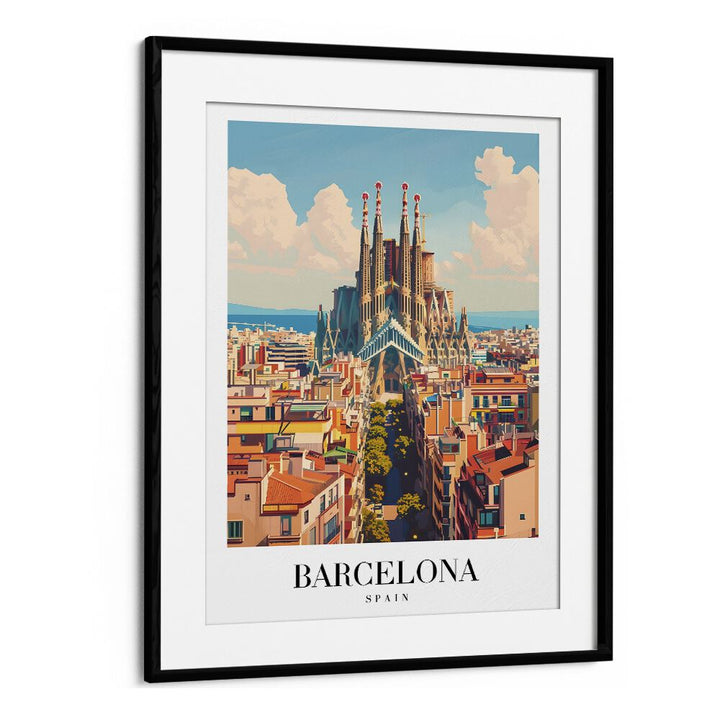 barcelona-spain travel posters in Black Frame With Mount