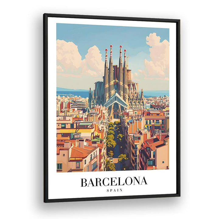 barcelona-spain travel posters in Black Plain Frame