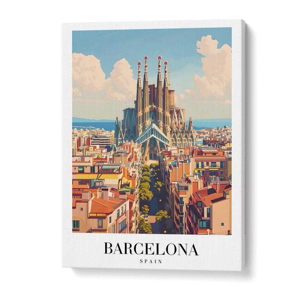 barcelona-spain travel posters in Gallery Wrap