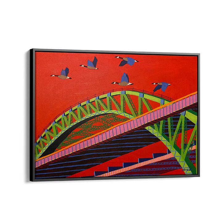 bayonne bridge landscape art prints in Black Floater Frame