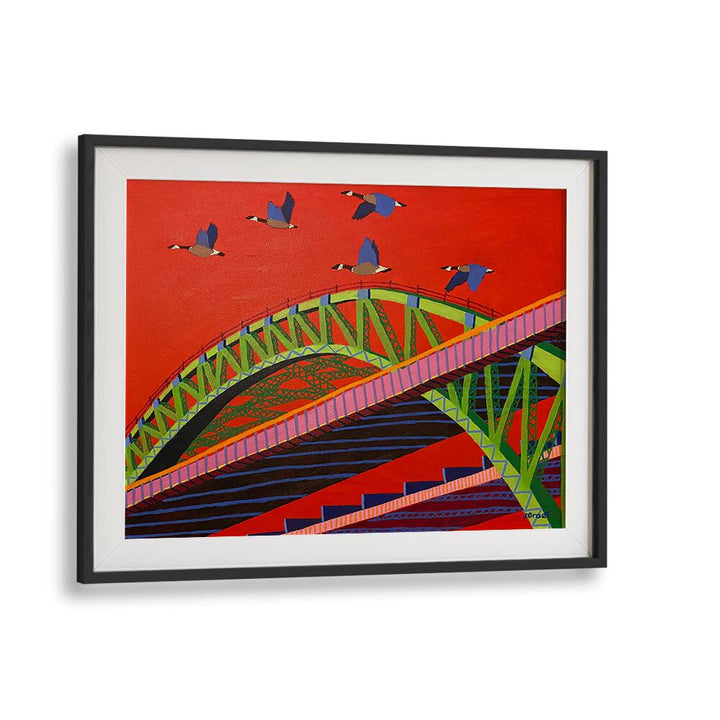 bayonne bridge landscape art prints in Black Frame With Mount
