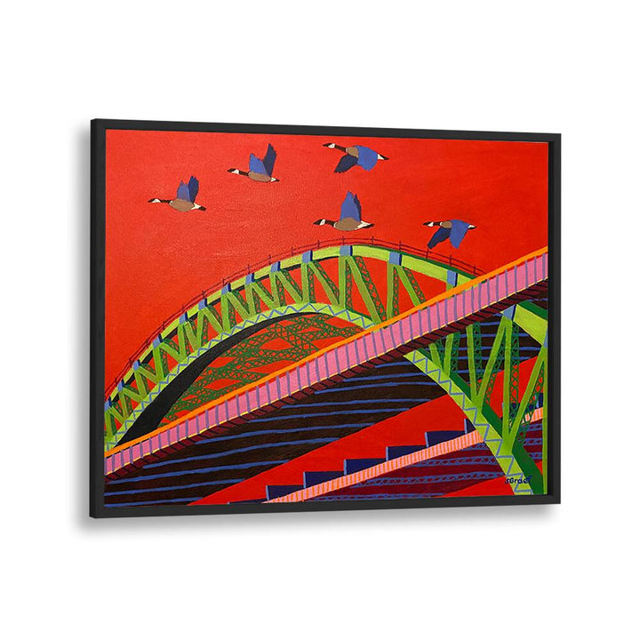 bayonne bridge landscape art prints in Black Plain Frame