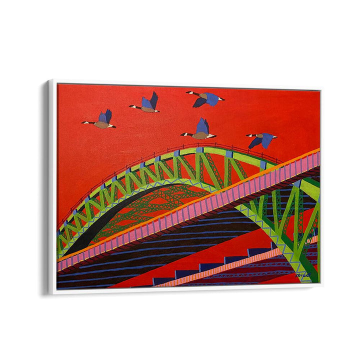 bayonne bridge landscape art prints in White Floater Frame