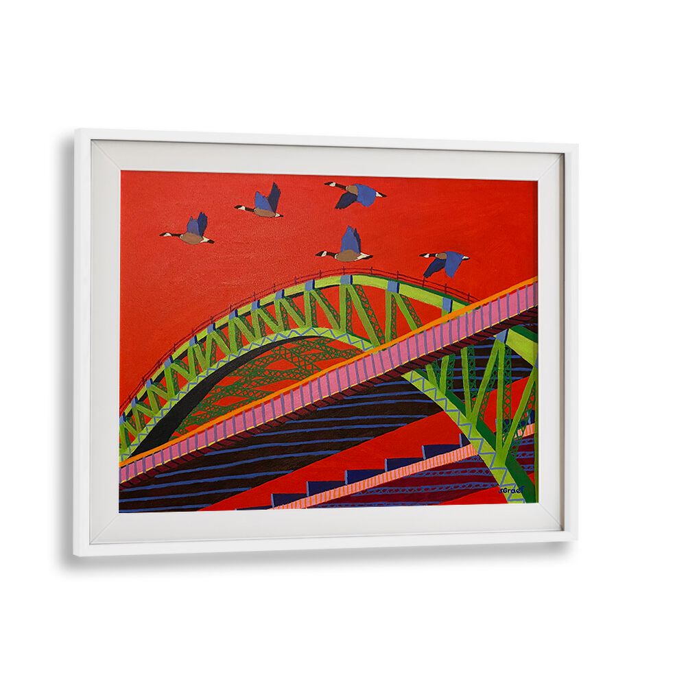 bayonne bridge landscape art prints in White Frame With Mount