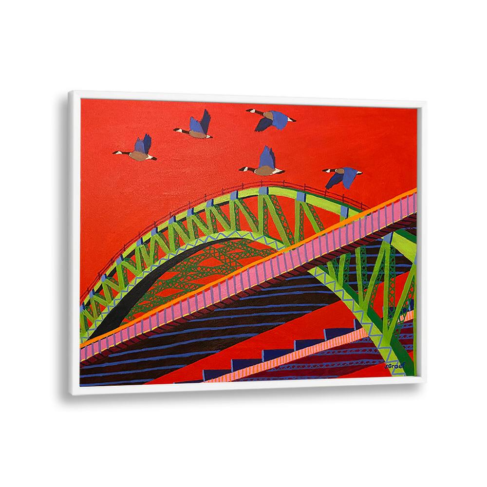 bayonne bridge landscape art prints in White Plain Frame