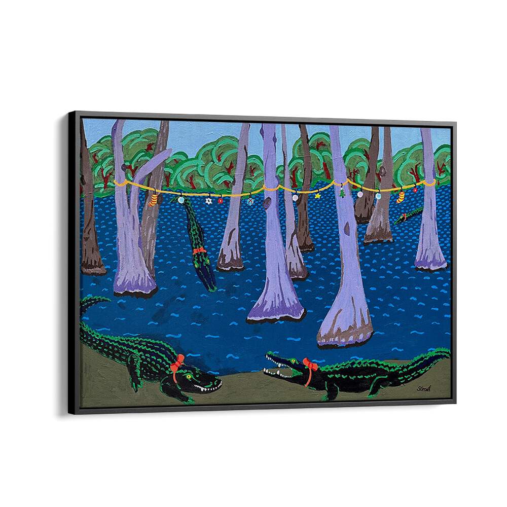 bayou holiday fantasy landscape art prints in Black Floater Frame