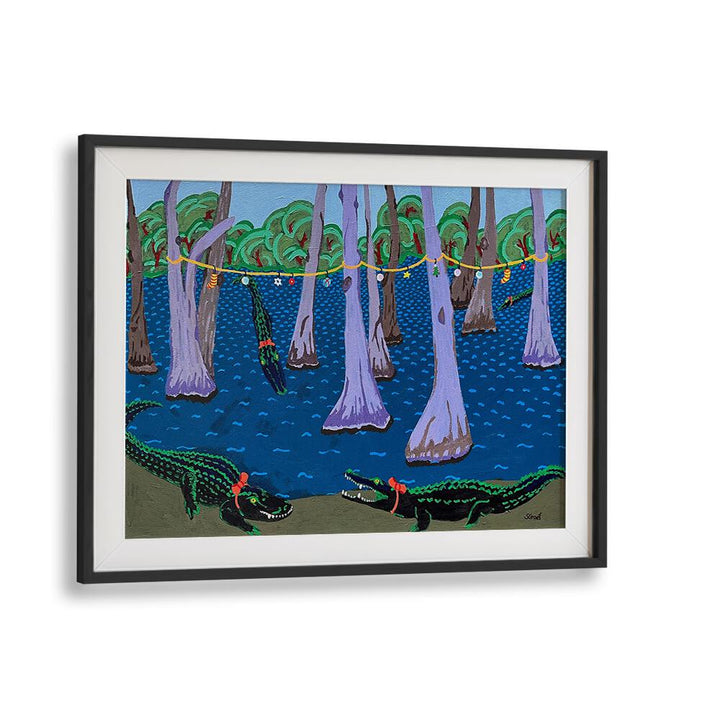 bayou holiday fantasy landscape art prints in Black Frame With Mount