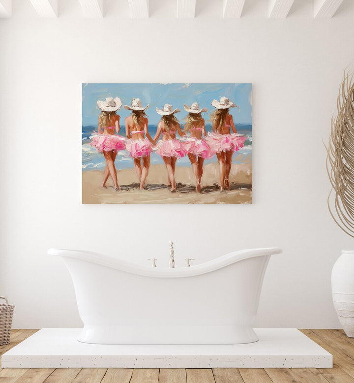 beachside cow girl chics electric wall art prints Artwork III placed on a Wall 