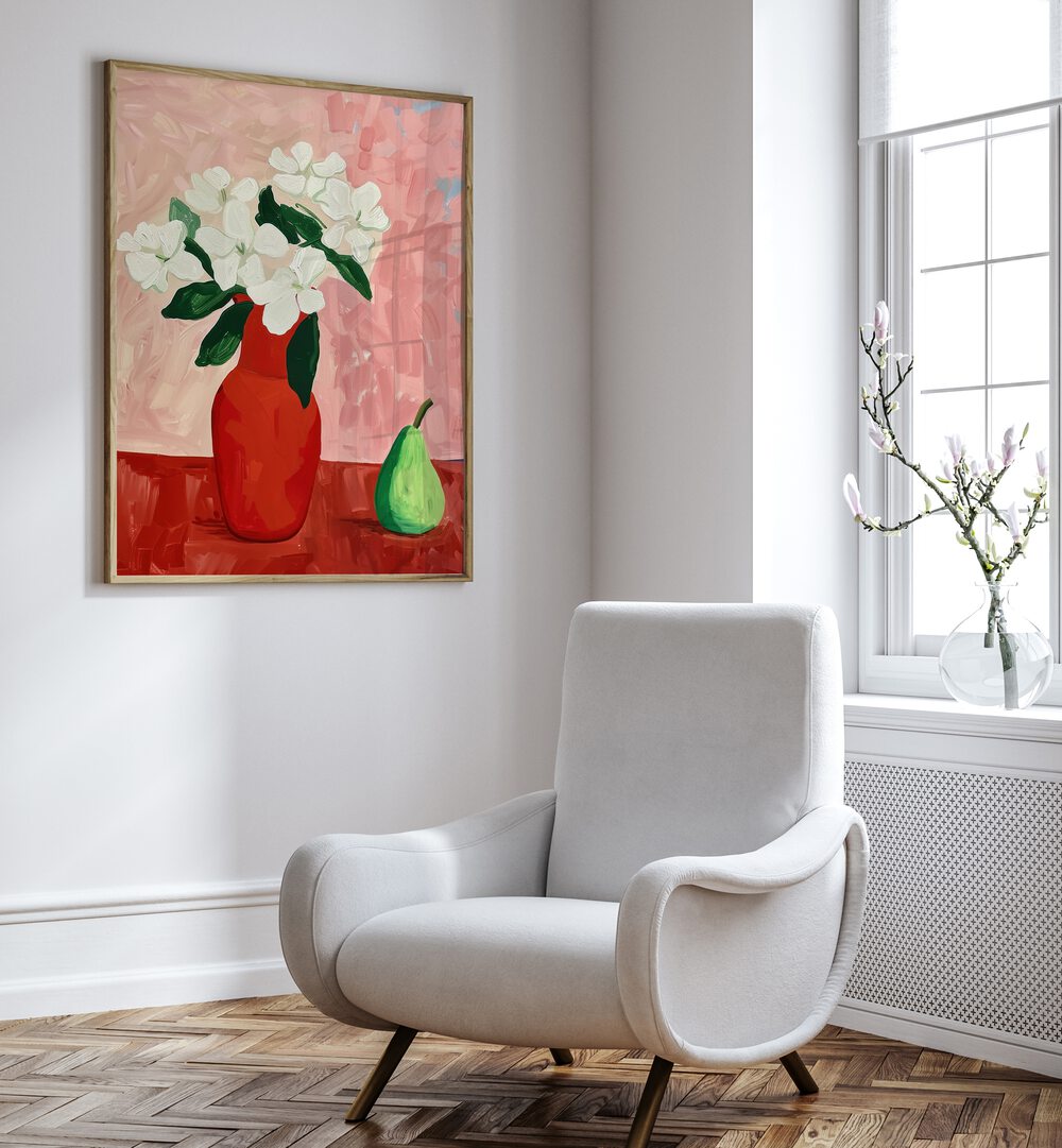 begonias and a pears electric wall art prints Artwork II placed on a Wall 