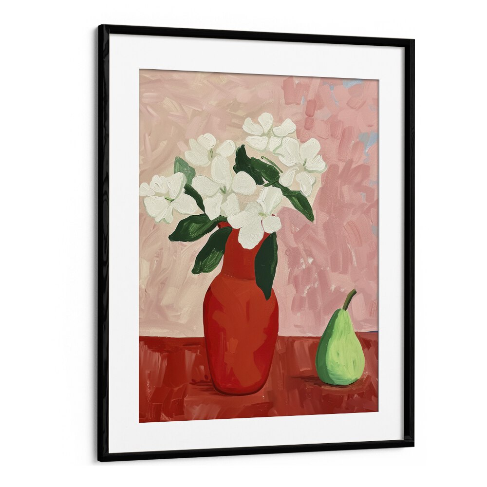 begonias and a pears electric wall art prints in Black Frame With Mount