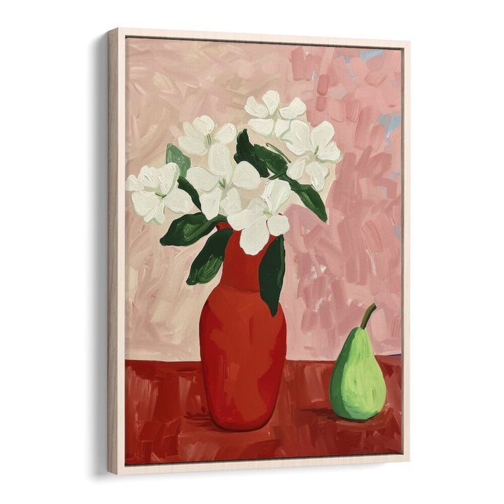 begonias and a pears electric wall art prints in Oak Wood Floater Frame