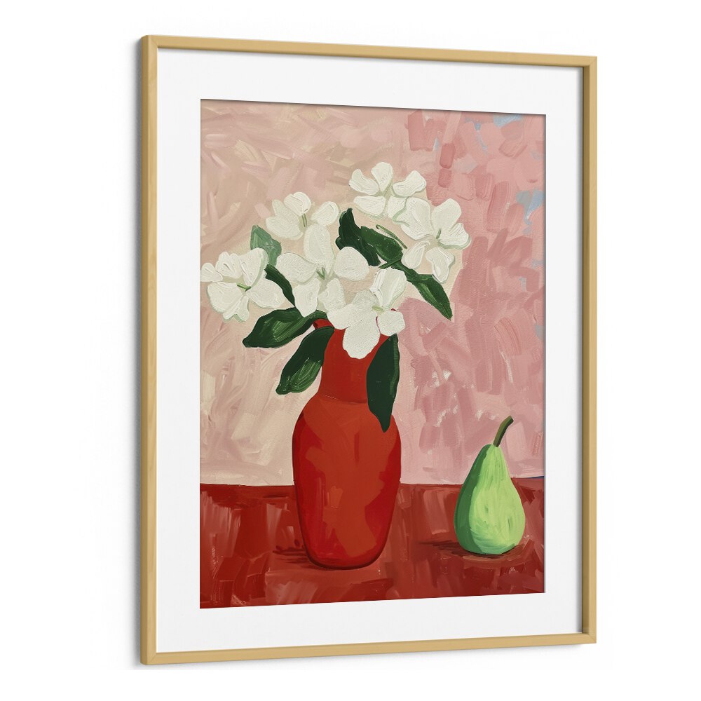 begonias and a pears electric wall art prints in Oak Wood Frame With Mount