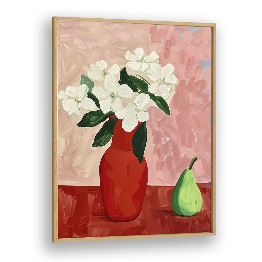 begonias and a pears electric wall art prints in Oak Wood Plain Frame