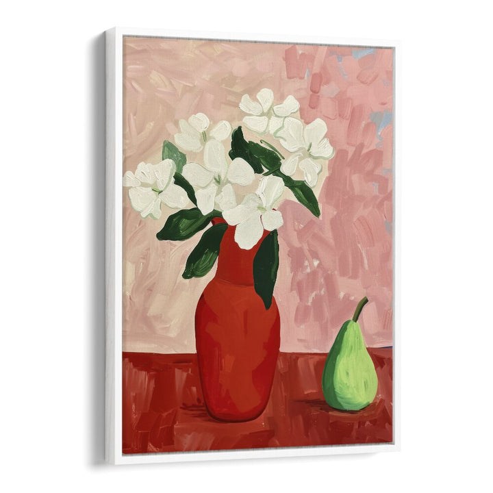 begonias and a pears electric wall art prints in White Floater Frame