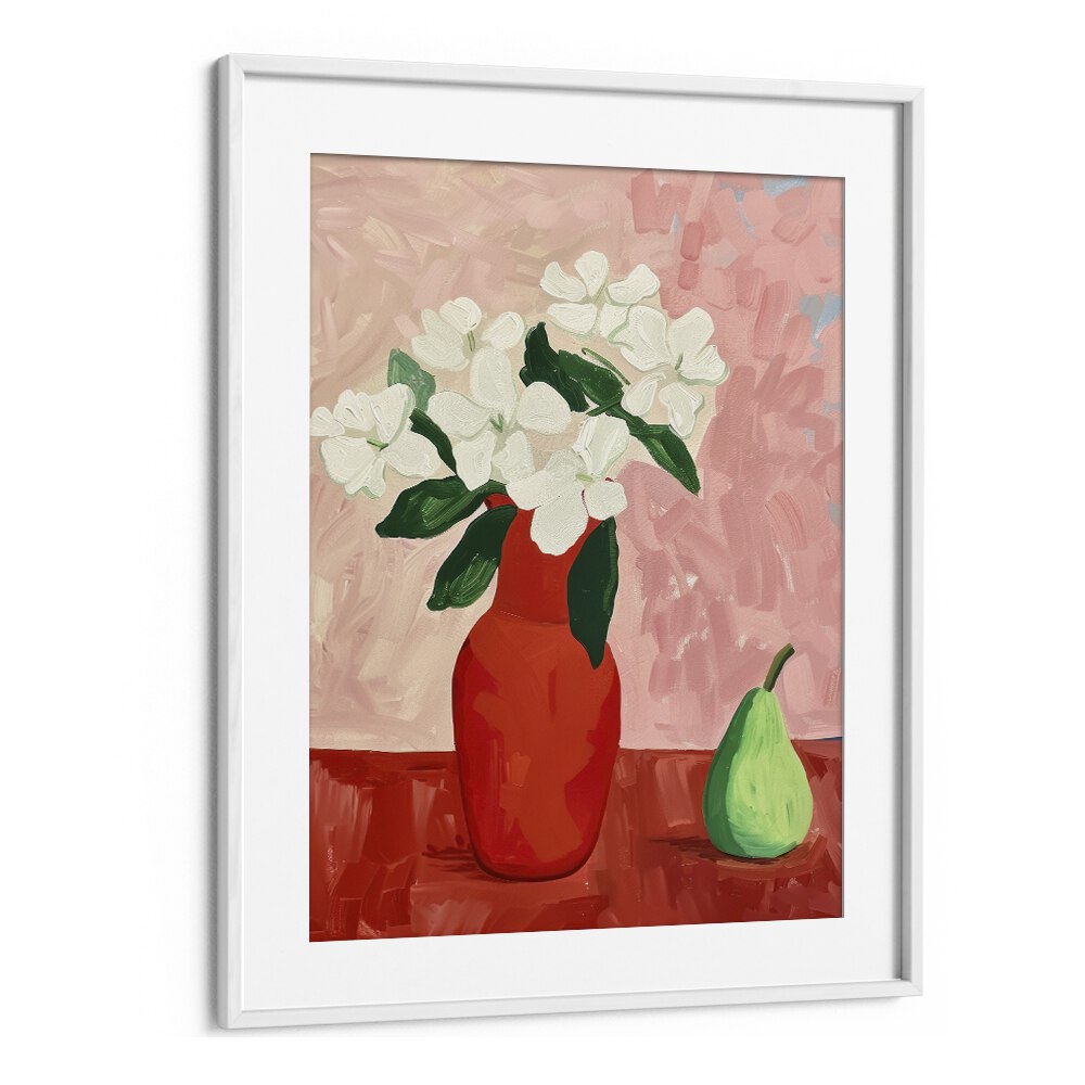 begonias and a pears electric wall art prints in White Frame With Mount 