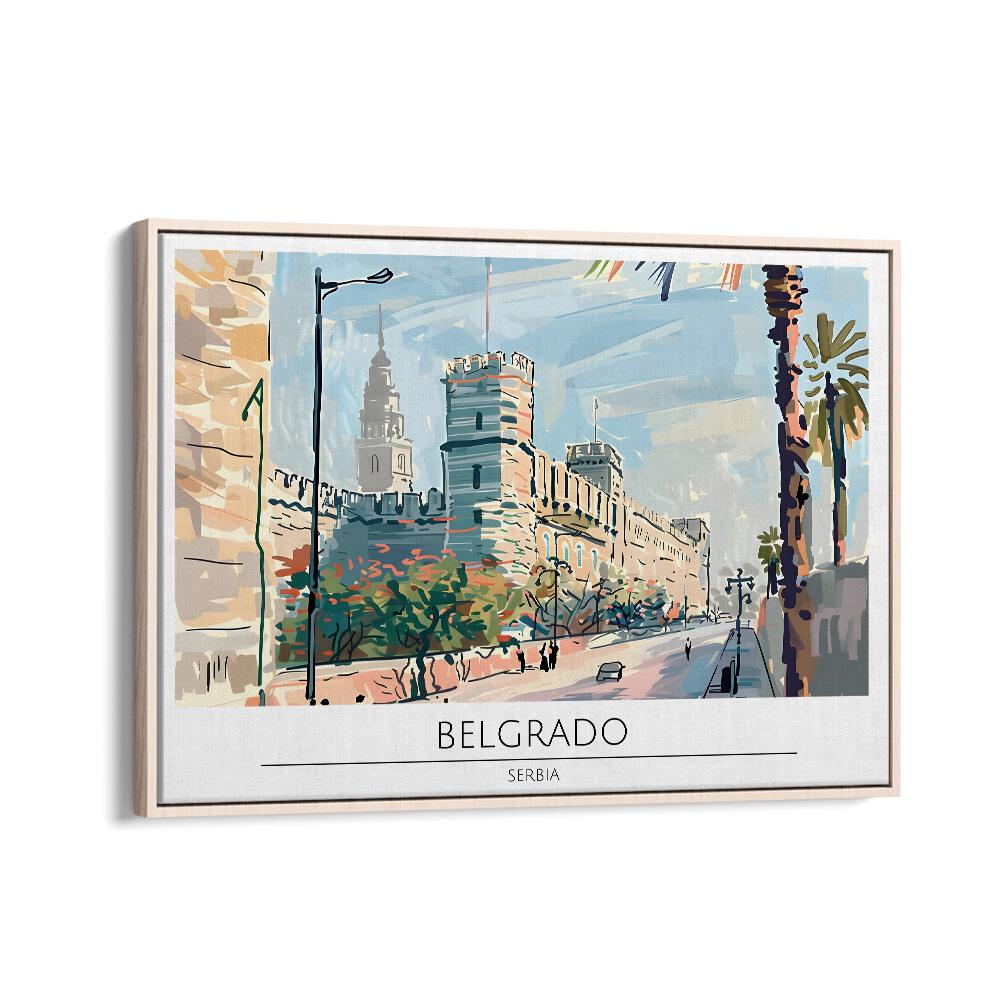 belgrado-serbia  travel posters in Oak Wood Floater Frame