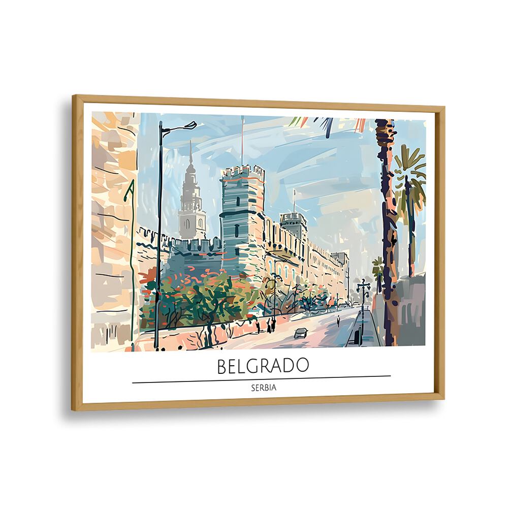 belgrado-serbia  travel posters in Oak Wood Plain Frame