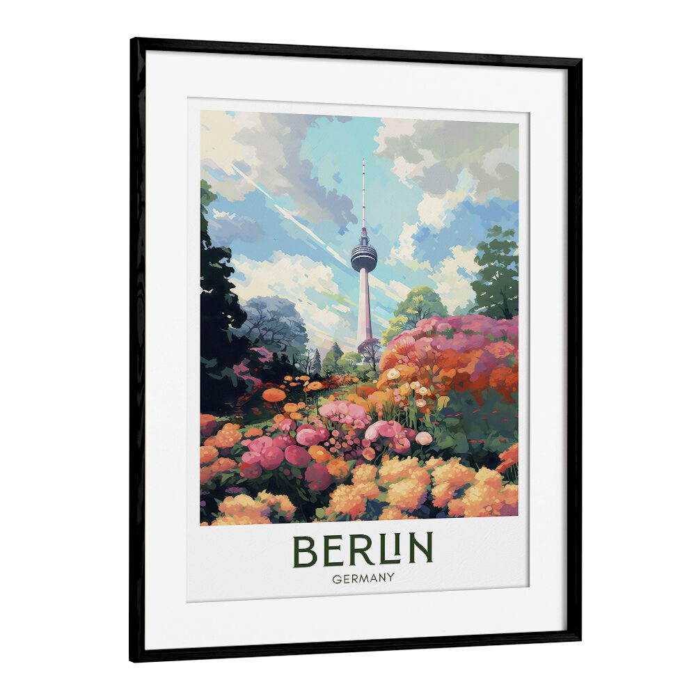 berlin impressions travel posters in Black Frame With Mount