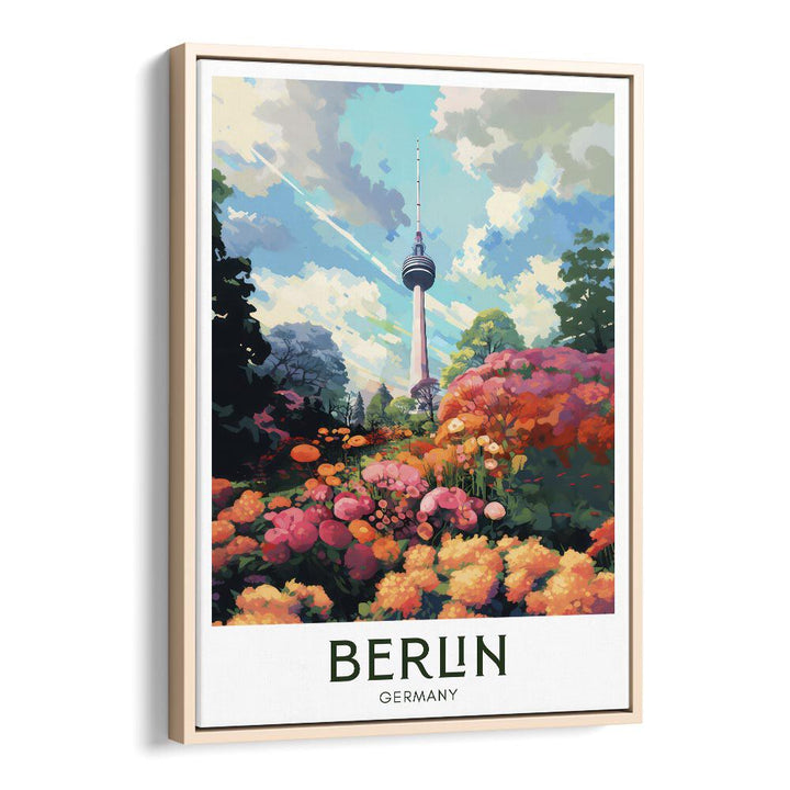 berlin impressions travel posters in Oak Wood Floater Frame