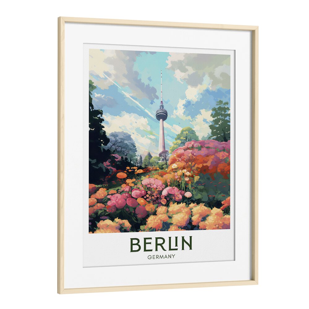 berlin impressions travel posters in Oak Wood Frame With Mount