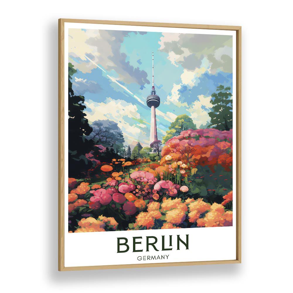 berlin impressions travel posters in Oak Wood Plain Frame