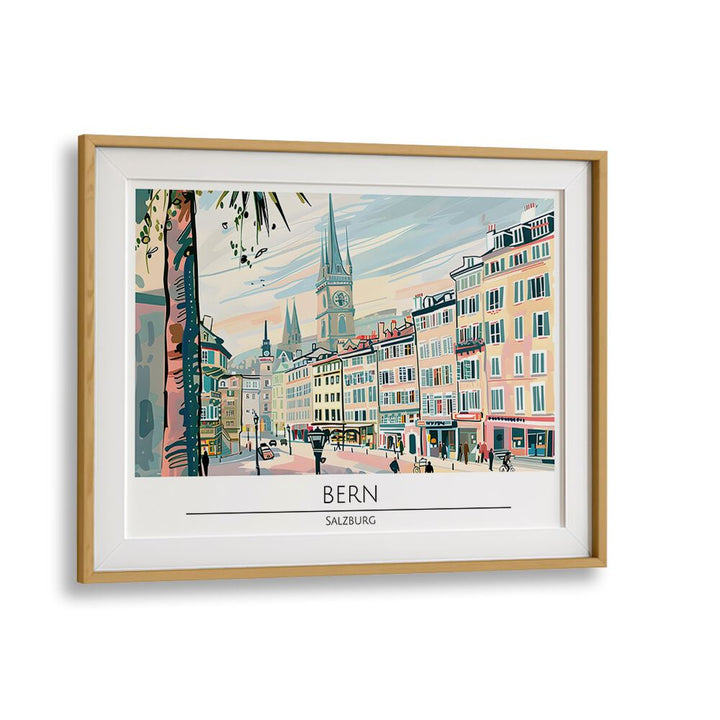 bern-salzburg  travel posters in Oak Wood Frame With Mount