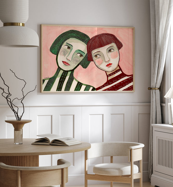 best friends women illustration paintings Artwork I placed on a wall