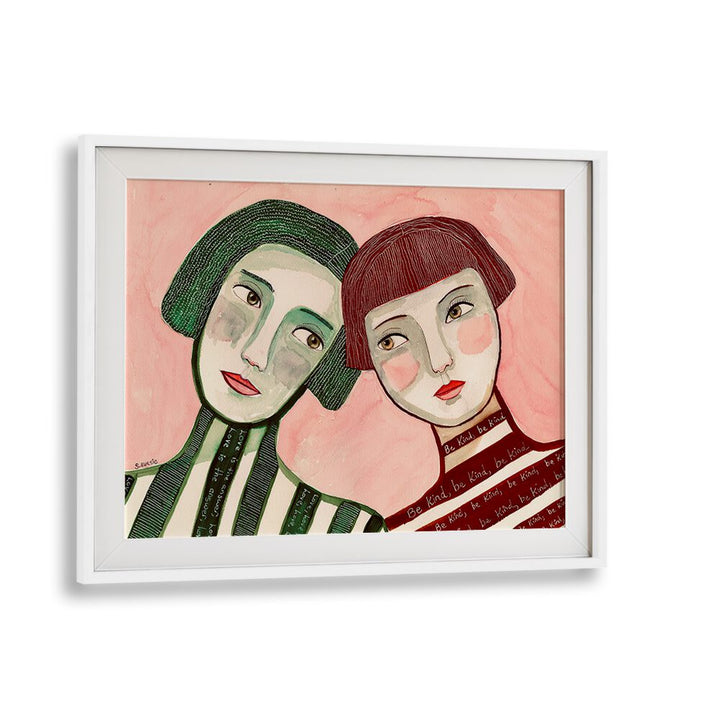 best friendswomen illustration paintings in White Frame With Mount