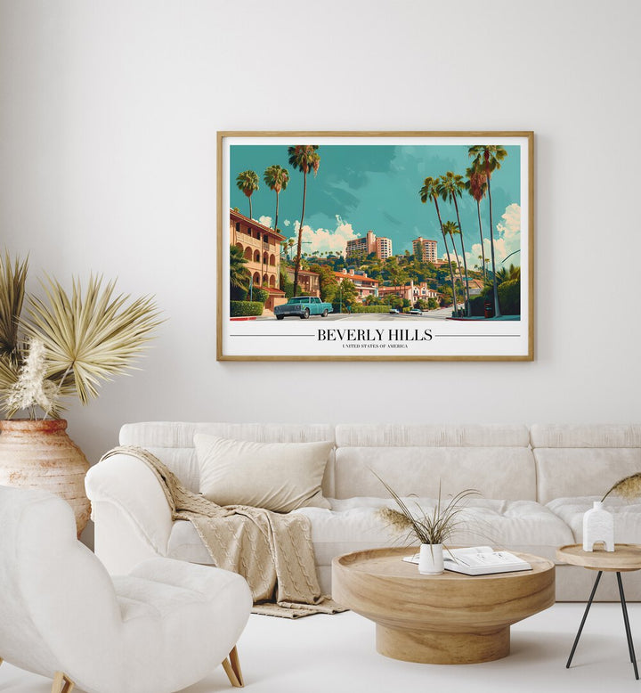 beverly hills travel posters Artwork II placed on a Wall 