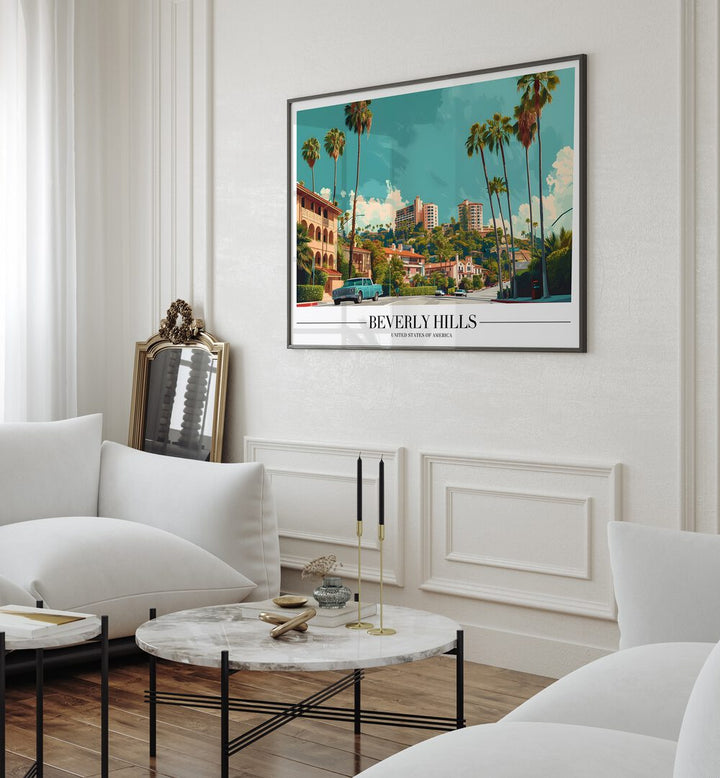 beverly hills travel posters Artwork III placed on a Wall 