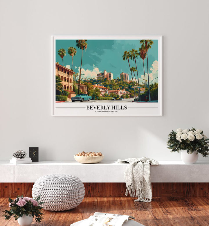 beverly hills travel posters Artwork IV placed on a Wall 