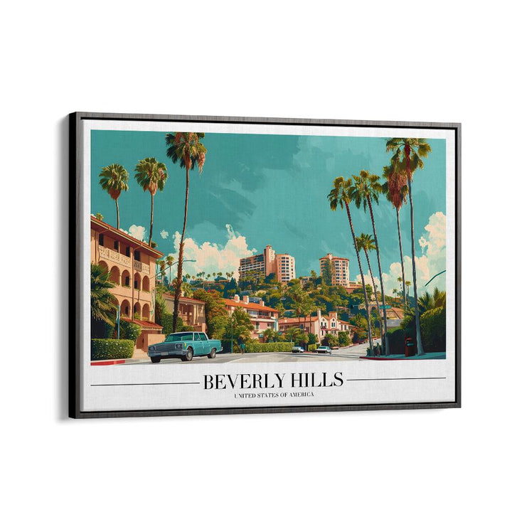 beverly hills travel posters in Black Floater Frame