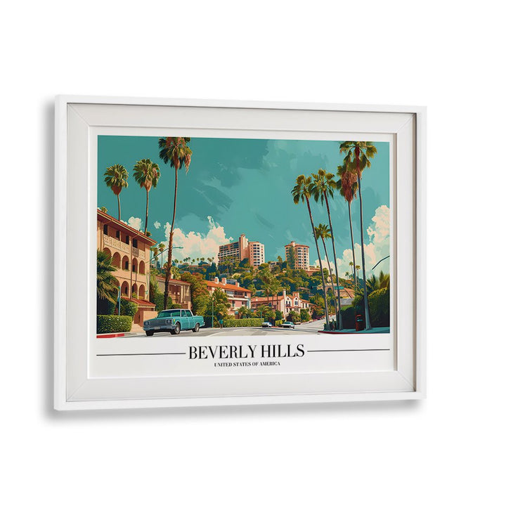 beverly hills travel posters in White Frame With Mount