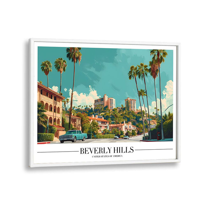 beverly hills travel posters in White Plain Frame