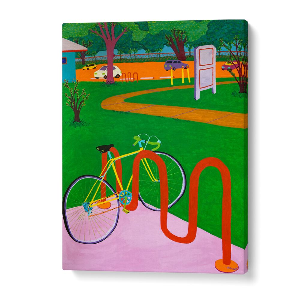bike in the park landscape art prints in Gallery Wrap