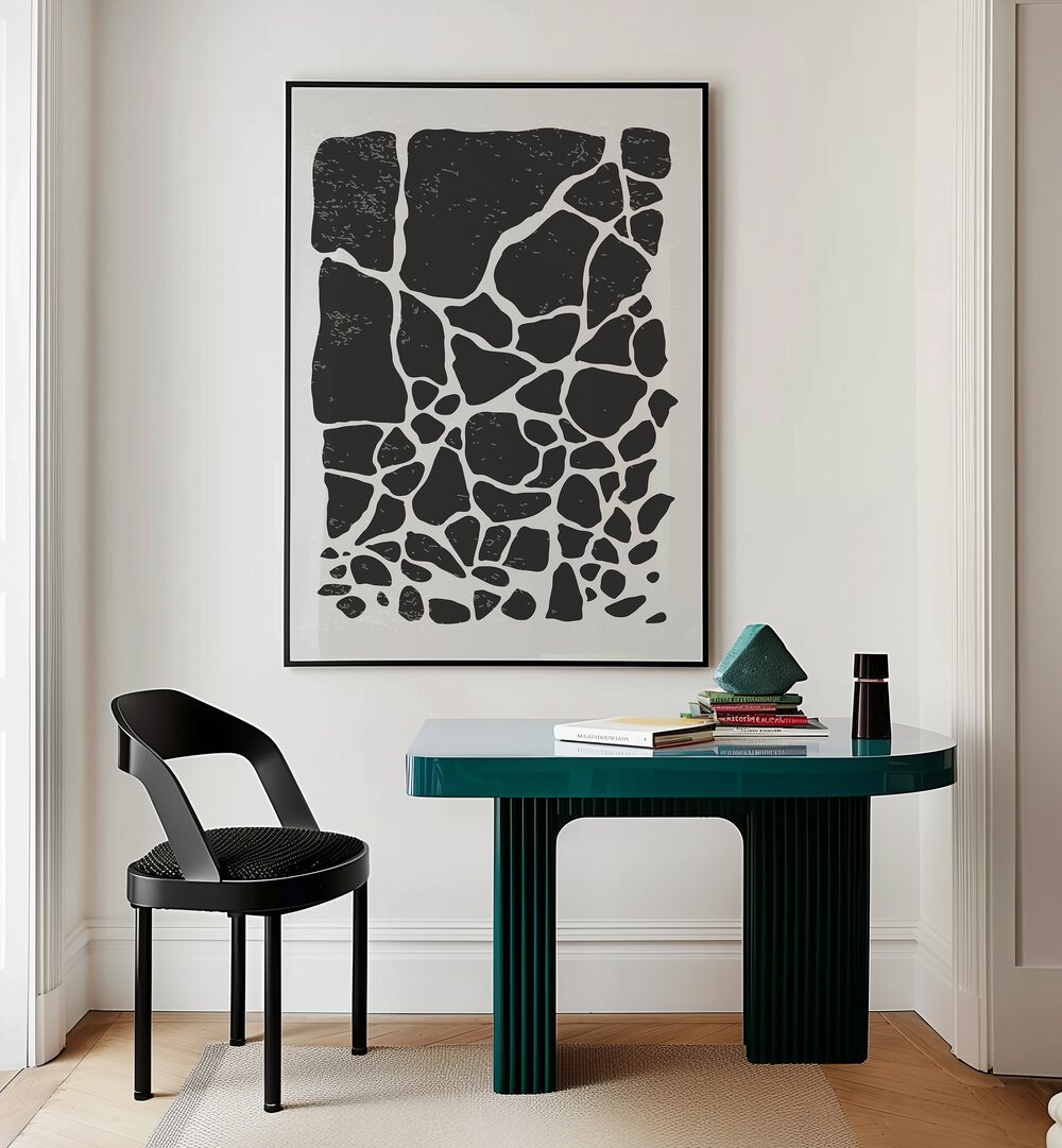 black abstract collection iii by jay stanley abstract art prints Artwork II placed on a wall