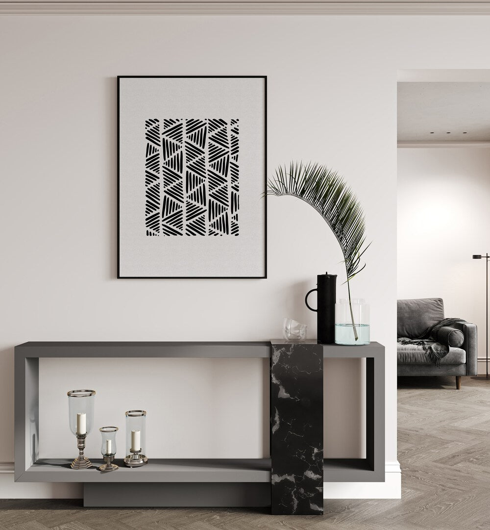 black and white abstract i by orara studio abstract art abstract paintings Artwork III placed on a wall