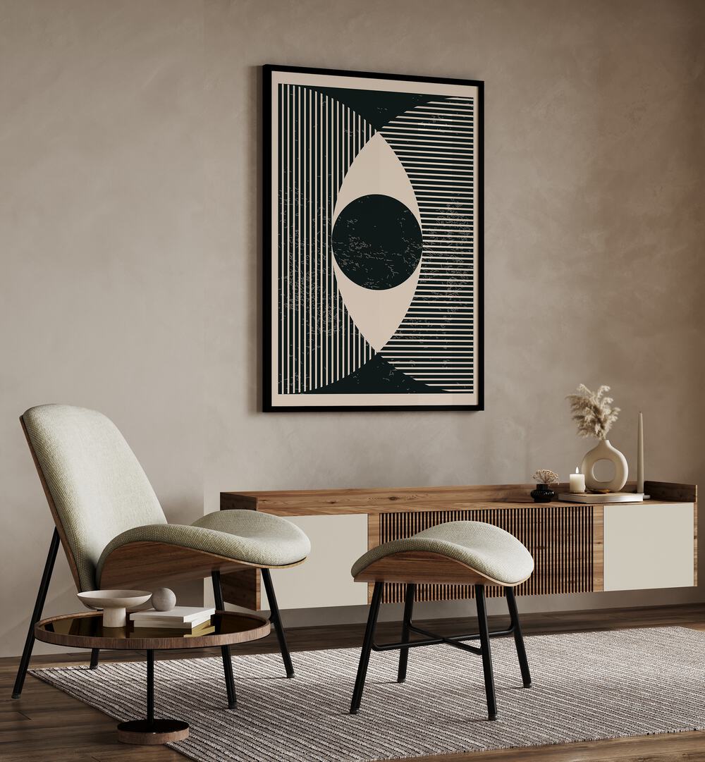 black and white geometric art prints by jay stanley abstract art paintings Artwork III placed on a wall