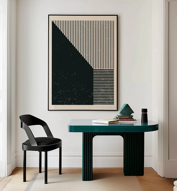 black and white geometric shapes iii by jay stanley geometric paintings Artwork II placed on a wall