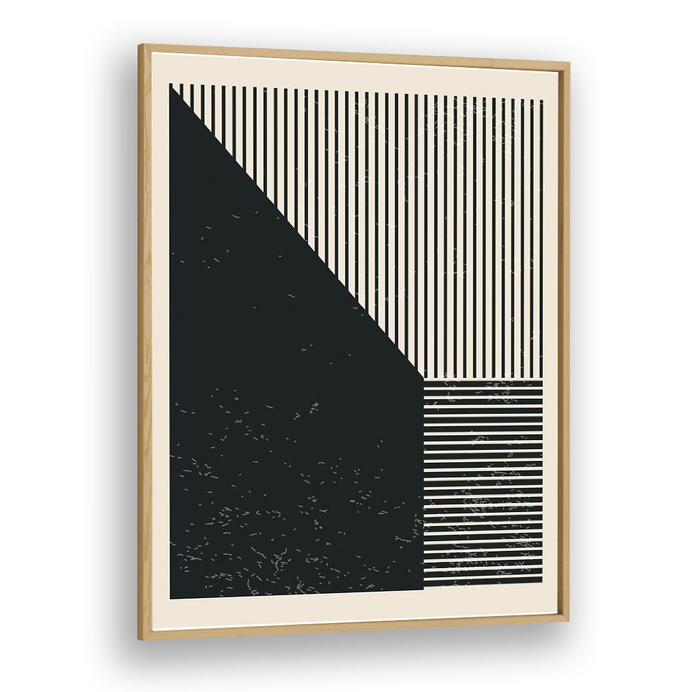 black and white geometric shapes iii by jay stanley geometric paintings in Oak Wood Plain Frame