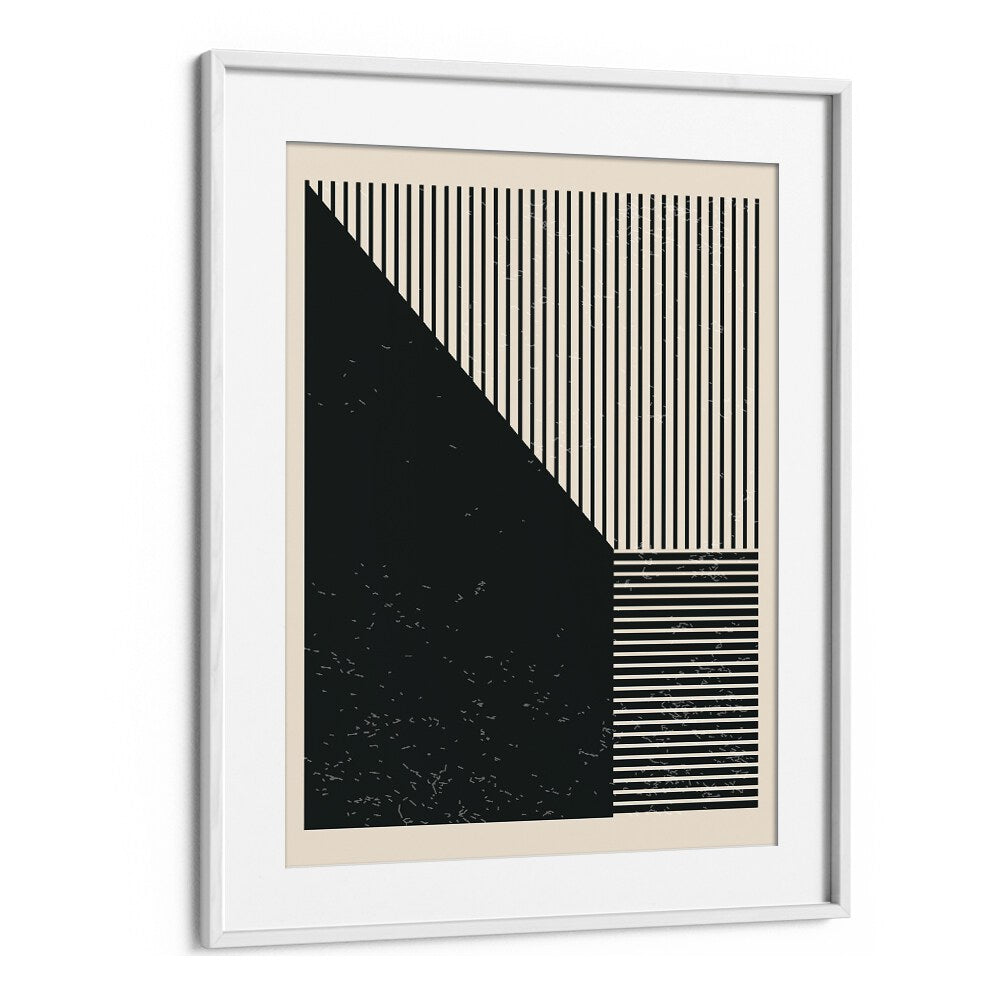 black and white geometric shapes iii by jay stanley geometric paintings in White Frame With Mount