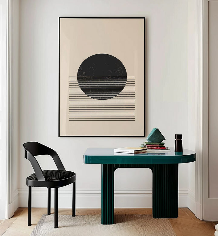 black and white line series i by jay stanley geometric art prints geometric paintings Artwork II placed on a wall