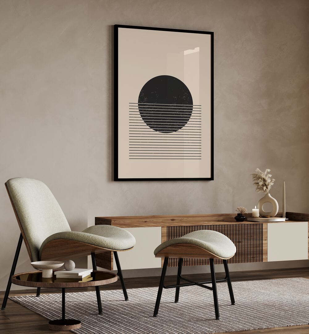 black and white line series i by jay stanley geometric art prints geometric paintings Artwork IV placed on a wall