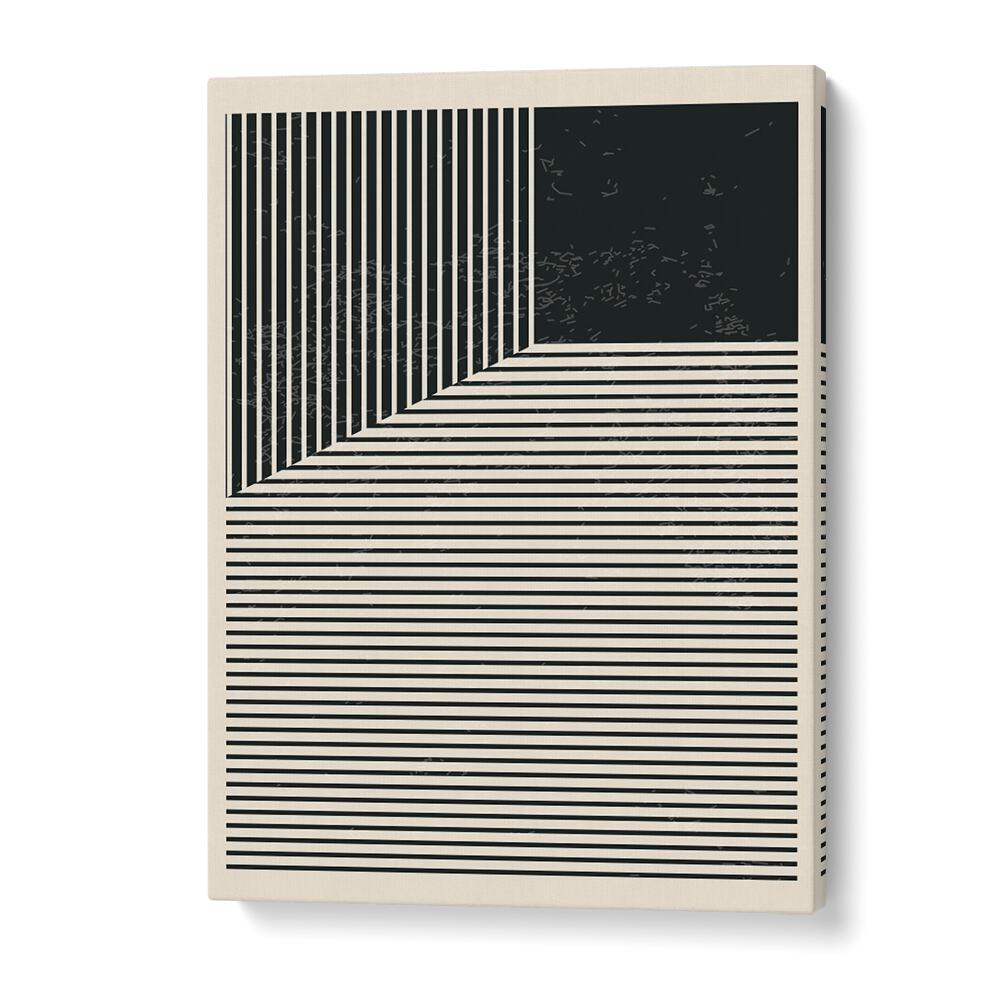 black and white lines series I by jay stanley geometric paintings in Gallery Wrap