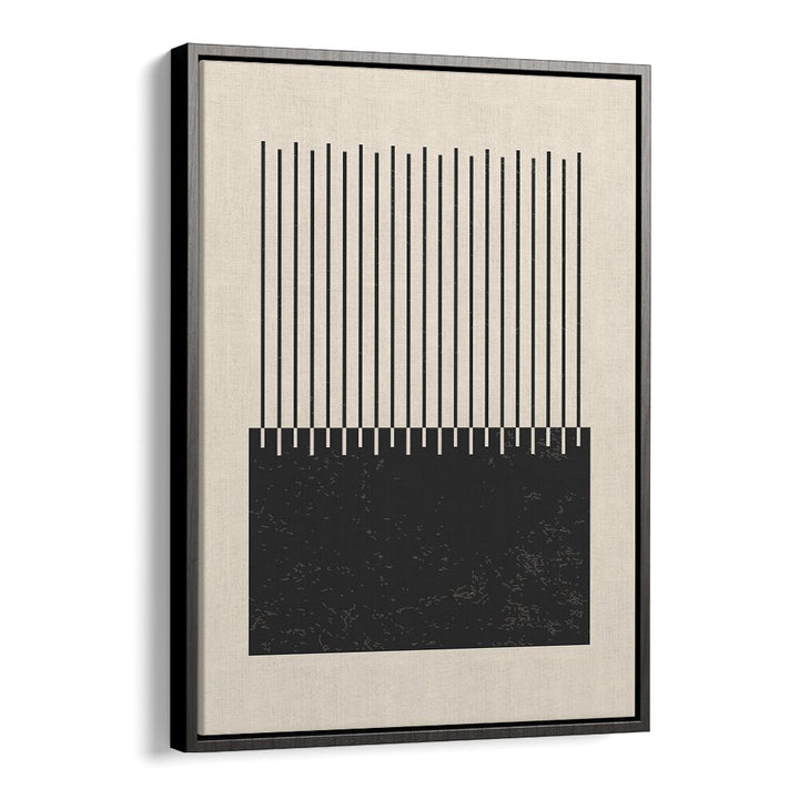 black and white lines series II by jay stanley geometric paintings in Black Floater Frame