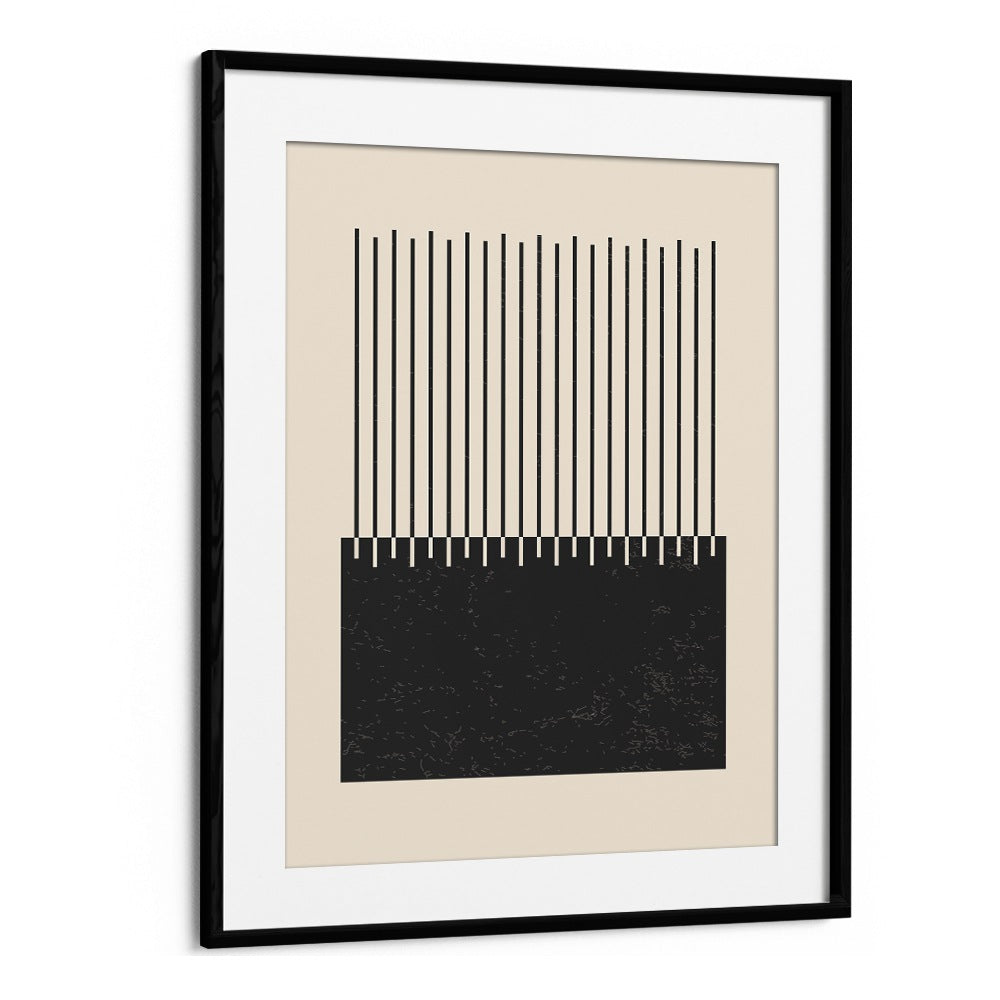 black and white lines series II by jay stanley geometric paintings in Black Frame With Mount