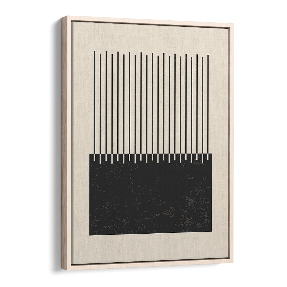 black and white lines series II by jay stanley geometric paintings in Oak Wood Floater Frame